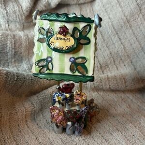 “Heather’s Flower Cart” by Blue Sky-NEW- Super Cute!!! Flowers & Cat Around Base